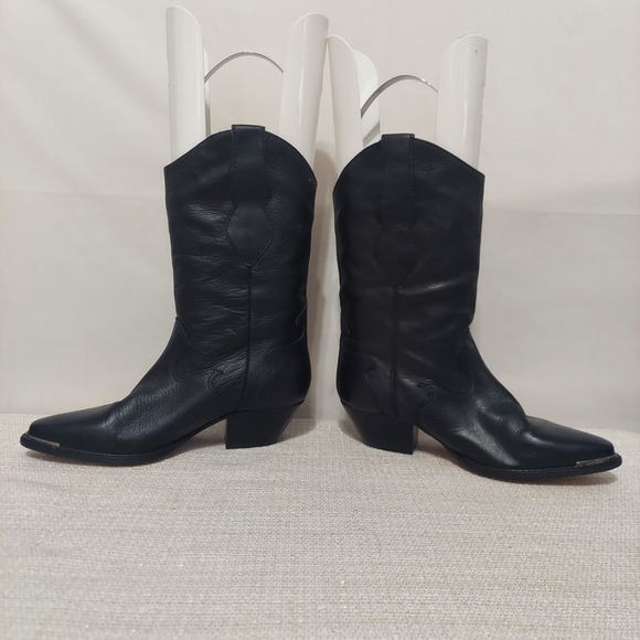 Code West Black Leather Cowboy Boots Women's 6.5 M Western - Picture 6 of 9